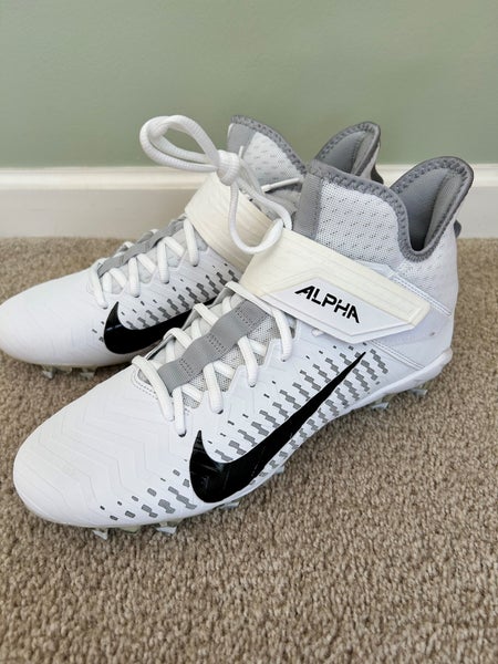 Nike Alpha Menace Pro 2 Mid - White Men's Molded Cleats (Lacrosse or Football)