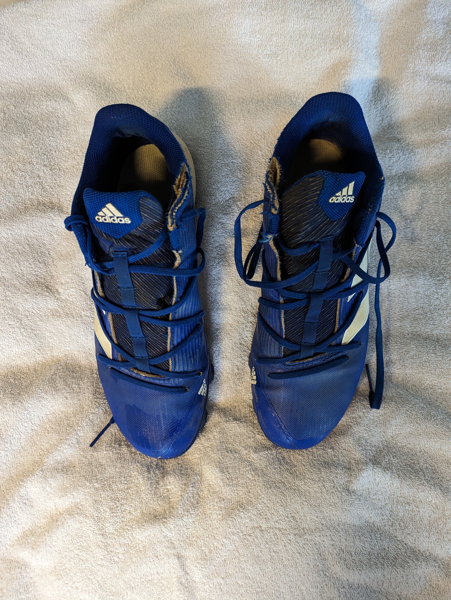 Blue Adult Men's Used Size 9.5 (Women's 10.5) Molded Cleats Adidas Low Top Adizero Afterburner
