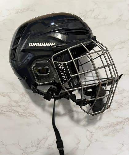 Warrior Alpha One Pro Hockey Helmet with Cage - S - NAVY