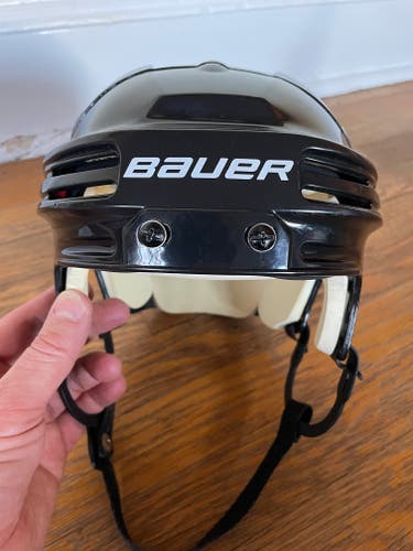 Game Used Black Bauer 4500 Pro Stock Helmet + Shield Colorado Avalanche size Medium