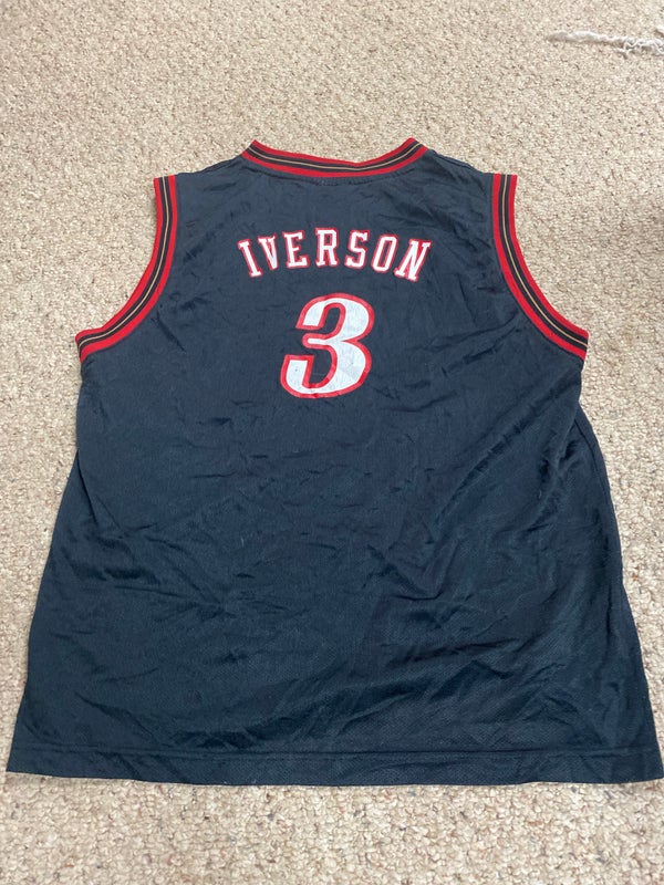 Reebok Allen Iverson Authentic Philadelphia 76ers Sixers Blue Jersey Men's  XL