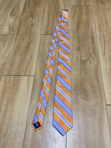 Chaps 100% Silk Men’s Neck Tie 62” Orange and Blue