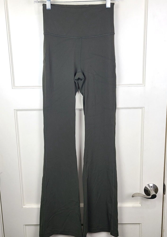 Lululemon Groove Super-High-Rise Flared Pant Nulu Army Green Size: 4