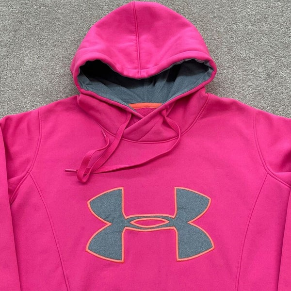 Under Armour Sweatshirt Women Small Adult Pink Hooded Pullover Active Gym  Run