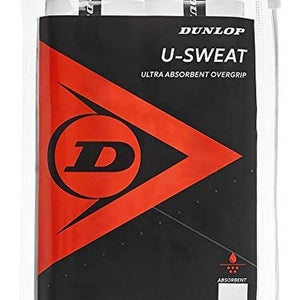 Dunlop Sports U Sweat Tennis Overgrip, 12 Grip Bag, White