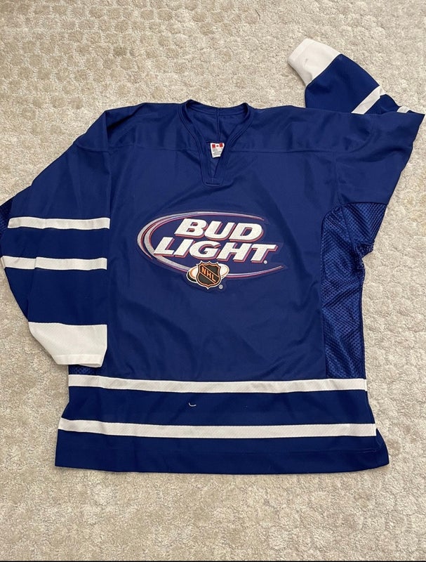 VINTAGE HOCKEY NHL JERSEY CCM Bud LIGHT XL Logo colors old cheap BEER LOGO  WHITE