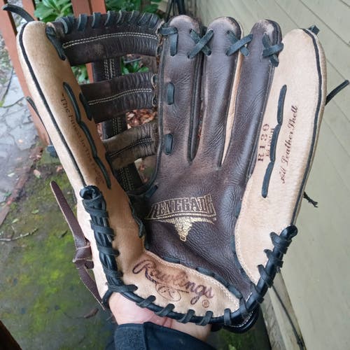 13" Rawlings Renegade softball baseball glove all leather - FREE SHIPPING