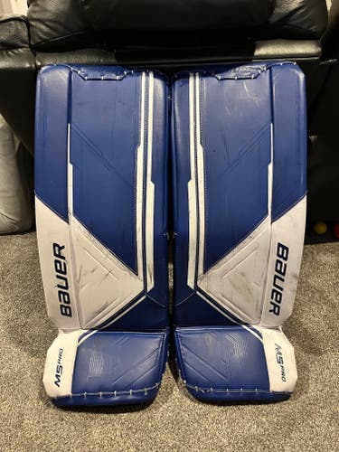 BAUER SUPREME M5 PRO GOALIE LEG PADS - INTERMEDIATE SIZE XS (29+1) BLUE WHITE