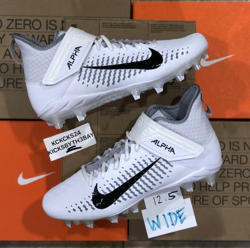 WIDE Nike Alpha Menace Pro 2 White Football Cleats Mens size 12.5 Wide BV3951-100