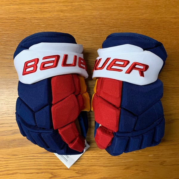 Bauer Supreme UltraSonic Pro Stock Hockey Gloves 14” Mikkola Blues Retro