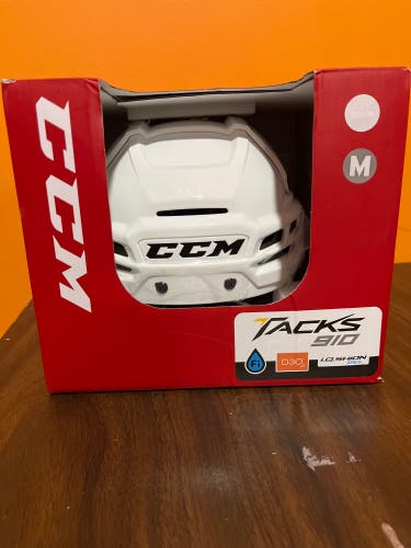 New White CCM Tacks 910 Helmet Colorado Avalanche Pro Stock Return Medium