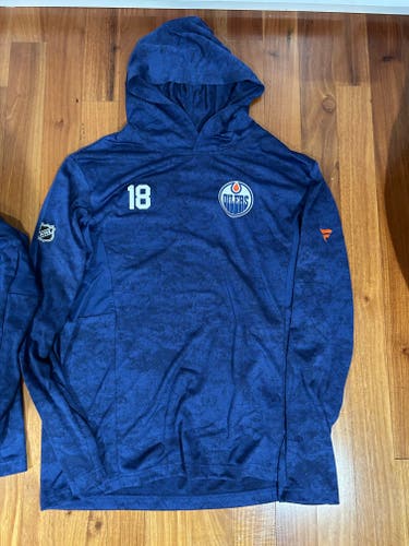 Zach Hyman Edmonton Oilers Fanatics Authentic Pro Hoodie Sweatshirt Team Player Issued L