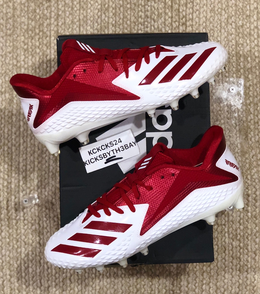 Adidas SM Freak x Carbon NCAA Low Football Cleats White Red DB7261 Mens size 12