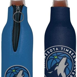 Minnesota Timberwolves Bottle Cooler 12 oz Zip Up Koozie Jacket NBA Two Sided