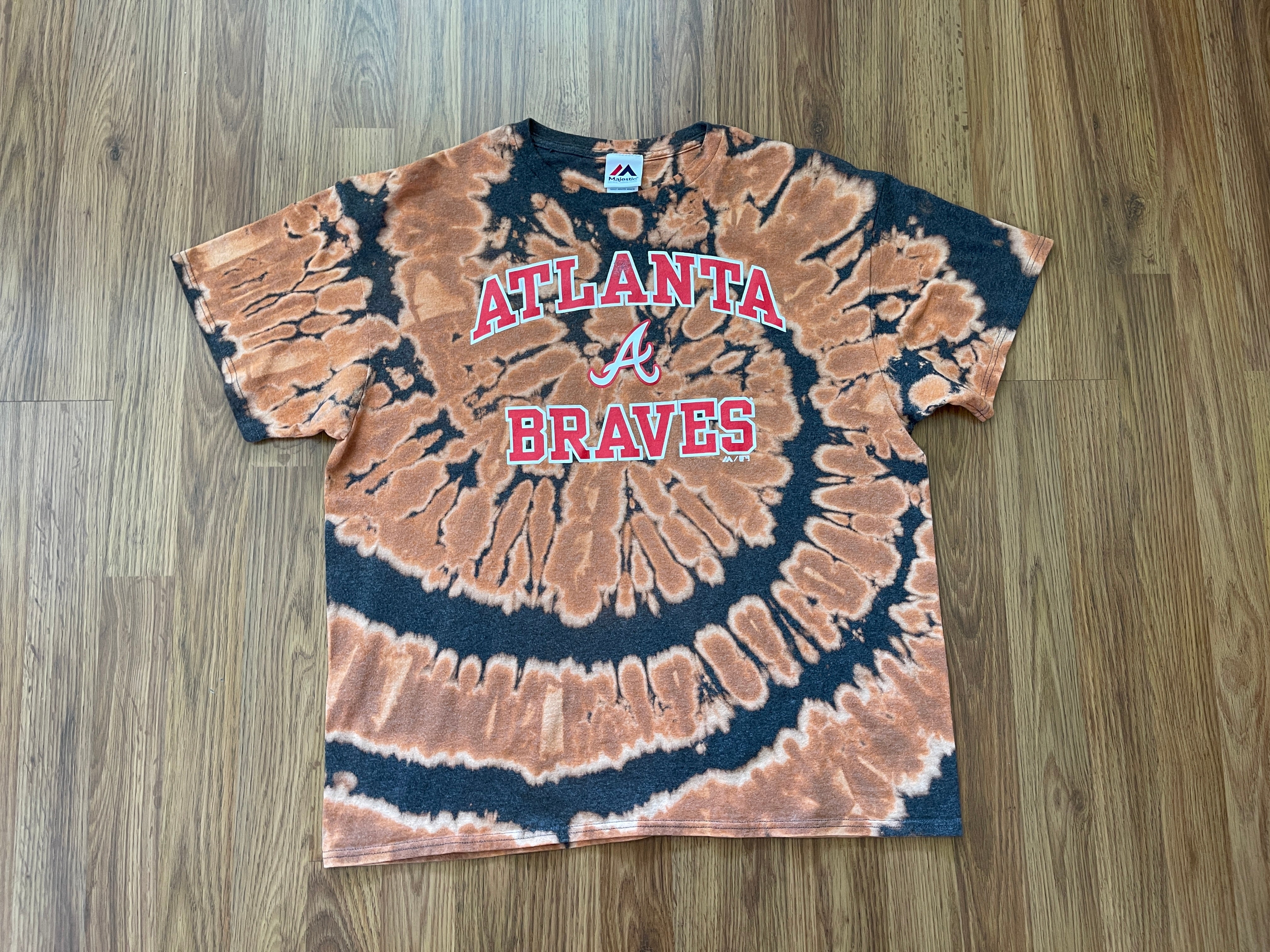 CustomCat Atlanta Braves Retro MLB Tie-Dye Shirt SpiderRed / 3XL