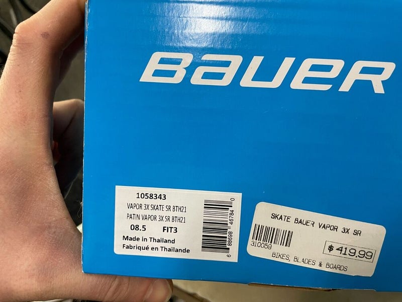 HOCKEY SKATE NEW IN BOX BAUER VAPOR 3X SENIOR SIZE 8.5 FIT 3 ...