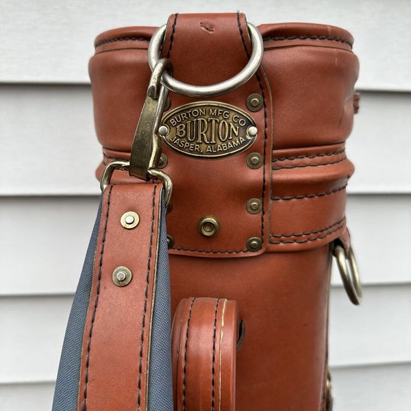 vintage tooled leather golf club bag with cart