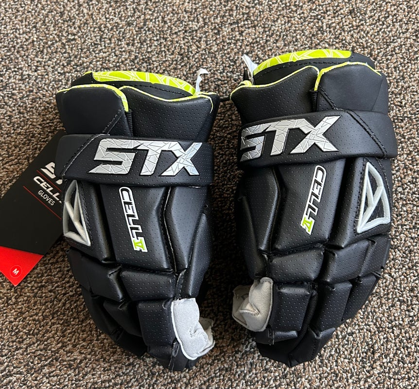 New STX Cell V 12” Lacrosse Gloves Lax MEDIUM M White New with tags NWT
