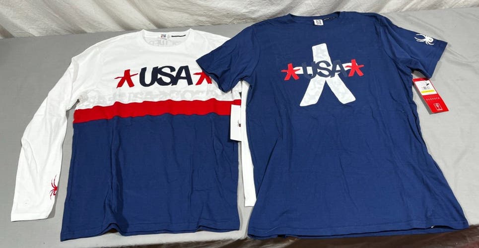Spyder USA Snow Crew Long Sleeve & Short Sleeve T-Shirts Men's Medium NEW