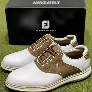 FootJoy Traditions Golf Shoes Style 57905 White/Brown 9 Medium (D) New #86174