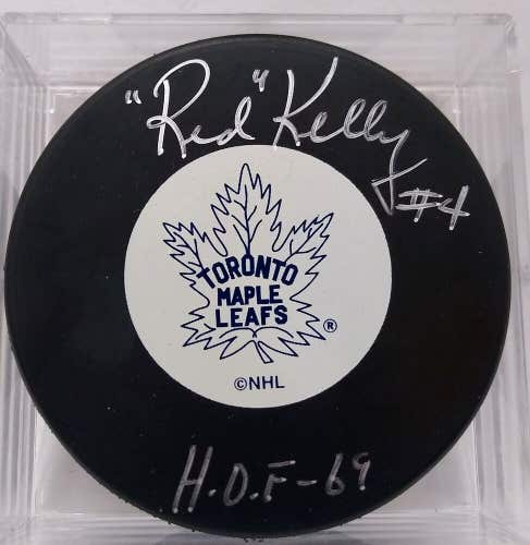RED KELLY Toronto Maple Leafs AUTOGRAPHED Signed NHL Hockey Puck COA HOF 69