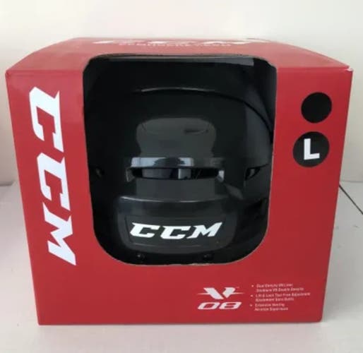 New Senior CCM Vector V08 Hockey Helmet Black Large Lg L vo8 sr