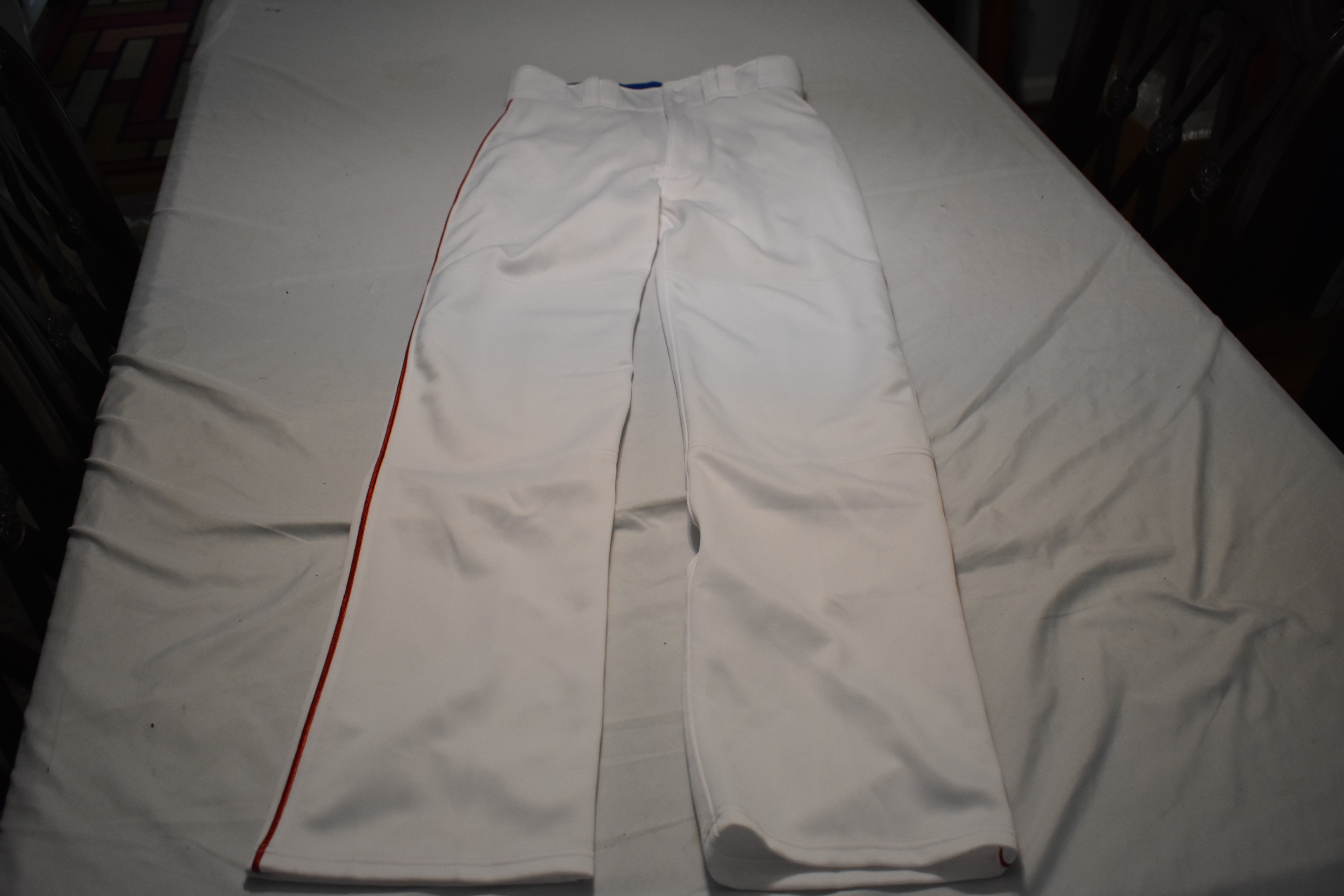 NEW - Mizuno Performance Baseball Game Pants, White w/Red, Adult Large