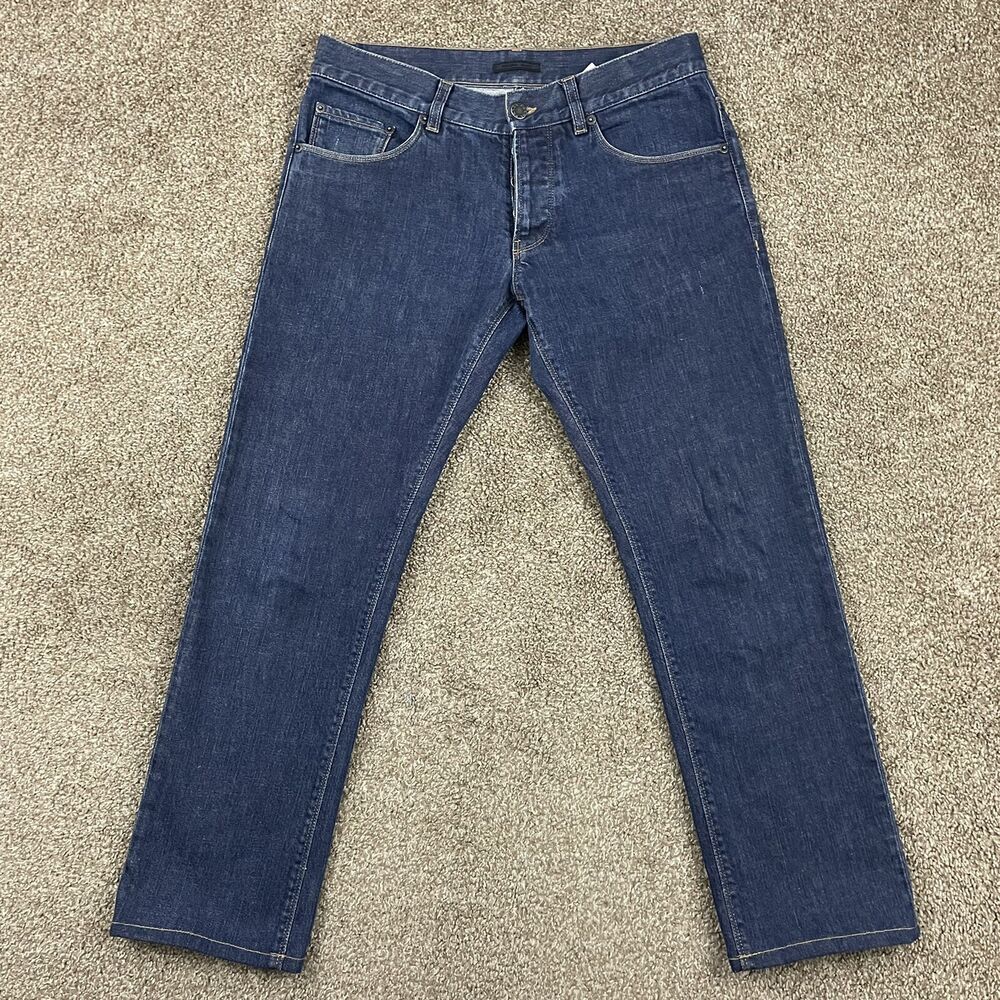 Prada Milano Denim Jeans Blue Dark Wash Button Fly Tapered