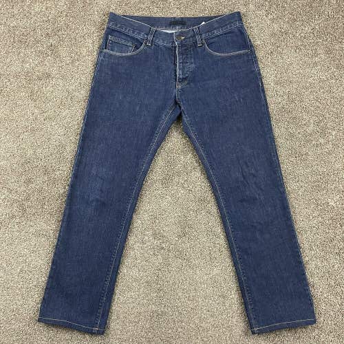 Prada Milano Denim Jeans Blue Dark Wash Button Fly Tapered Slim Fit 31 x 27.5