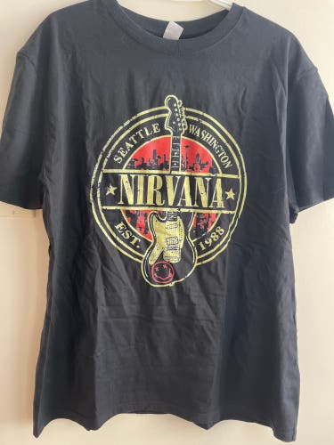 Black Used Men's Nirvana Shirt Tee T-Shirt