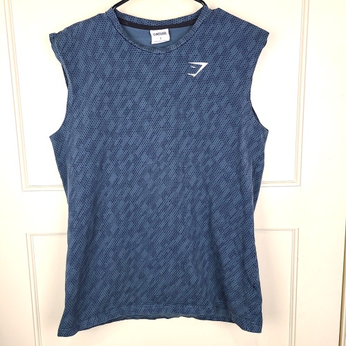 Gymshark Sleeveless Shirt Tank Logo Blue Mens Size: S