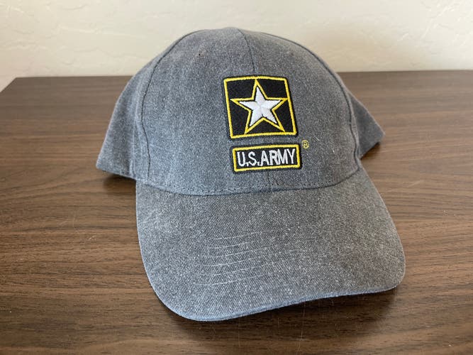 US Army Go Army MILITARY SALUTE TO SERVICE Gray Adjustable Strap Cap Hat!