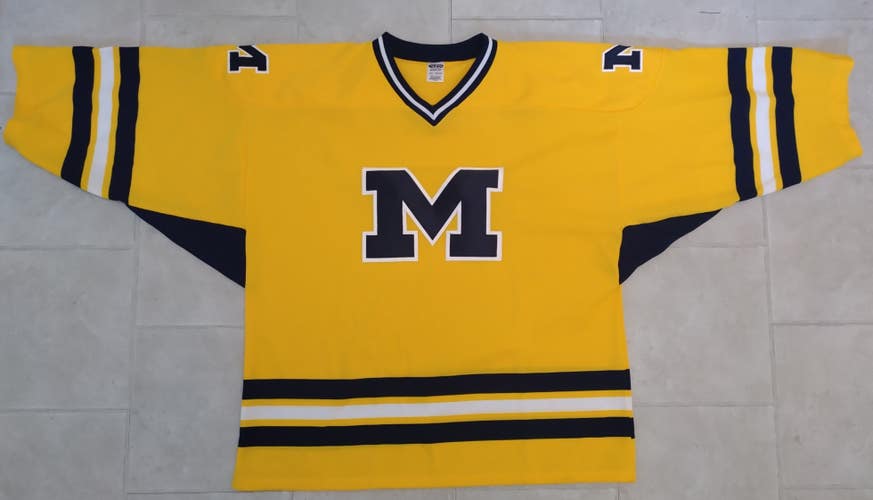 Athletic Knit H550  Michigan Style Hockey Jersey Goalie-3XL-NEW- Gold