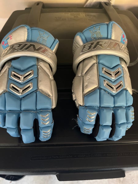 Brine 13" Messiah Lacrosse Or Hockey Gloves. Baby Blue And Silver