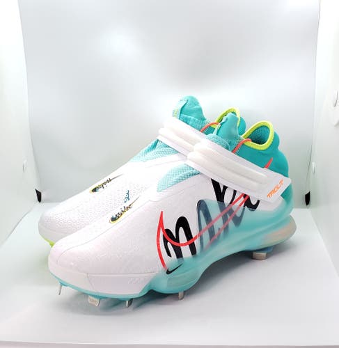 Nike Force Zoom Trout 7 Baseball Cleats Sz 10.5 White / Aurora Green CI3134-107