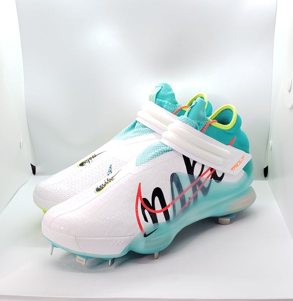 Nike Force Zoom Trout 7 Baseball Cleats Sz 10.5 White / Aurora Green CI3134-107