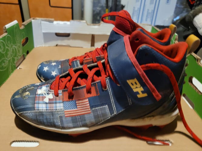 Red Youth Kid's Used 6y Molded Cleats Under Armour High Top Bryce harper