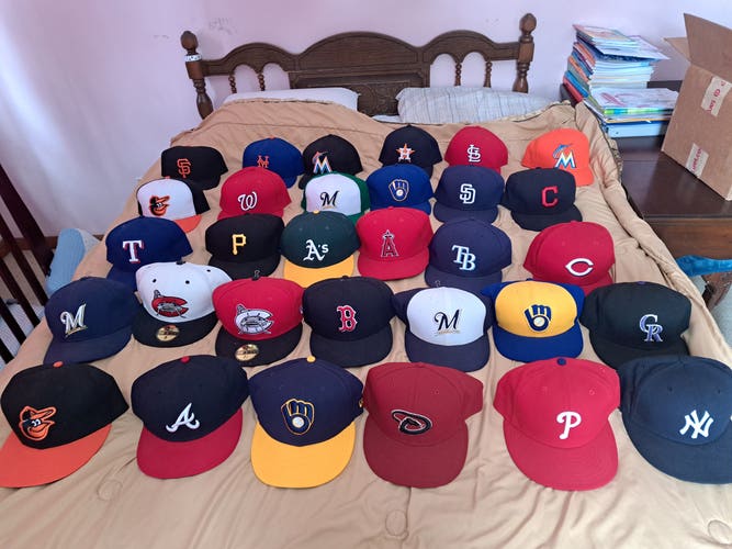 Adult Men's Used 8 New Era MLB Fitted Hat Bundle
