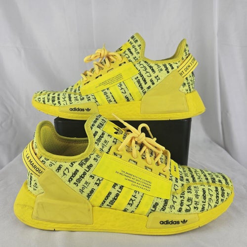 Adidas NMD V2 Yellow Black FZ6231 Men Size 10 Running Training Shoes