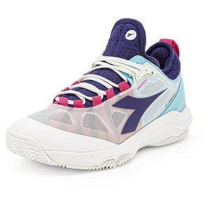 Diadora Women`s Speed Blushield Fly 4 AG Clay Tennis Shoes White and Blueprint