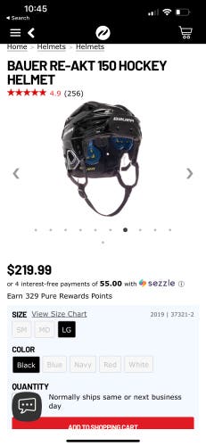 Large Bauer Re-Akt 150 Helmet
