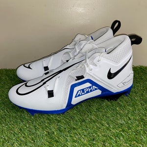 Nike Alpha Menace Pro 3 Football Cleats White Black Blue Mens Sz 13 CT6649-101