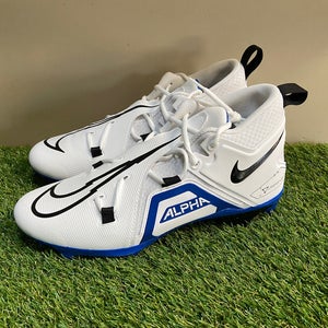 Nike Alpha Menace Pro 3 Football Cleats White Black Blue Mens Sz 12 CT6649-101