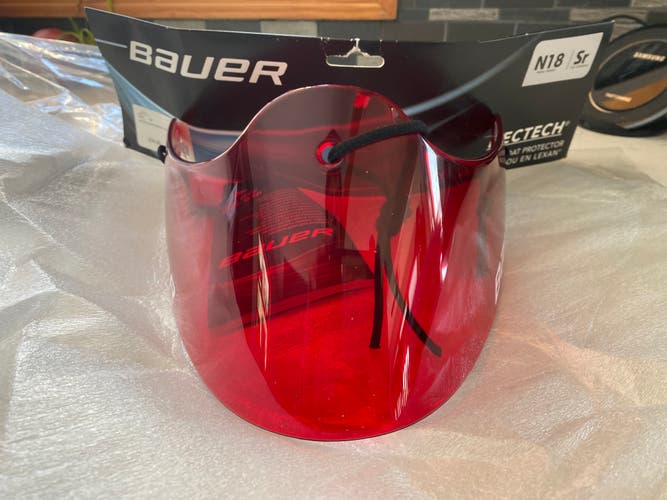 New Bauer N18 Lexan goalie throat protector RED SR.