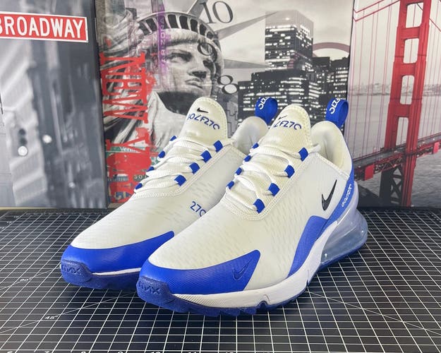Nike Air Max 270 Golf Shoes Men’s Size 10 US White Blue CK6483-106 NEW