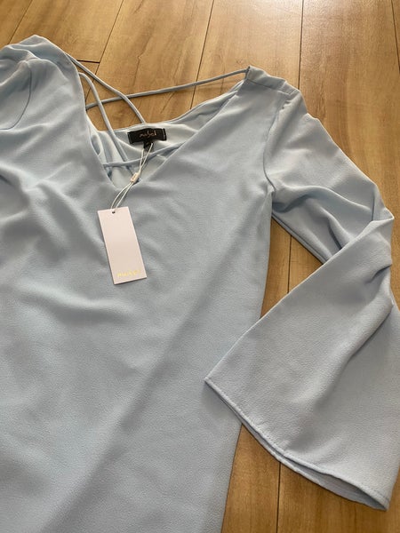 Mabel Women’s Small Long Sleeve Mini Dress Light Blue New