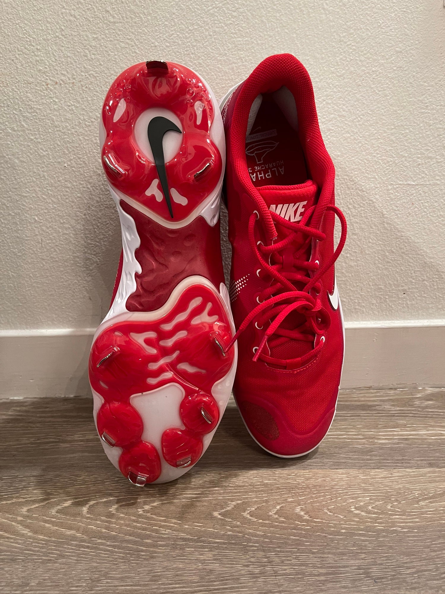 Nike Alpha Huarache Elite 2 Red & White Baseball Cleats Sz 15
