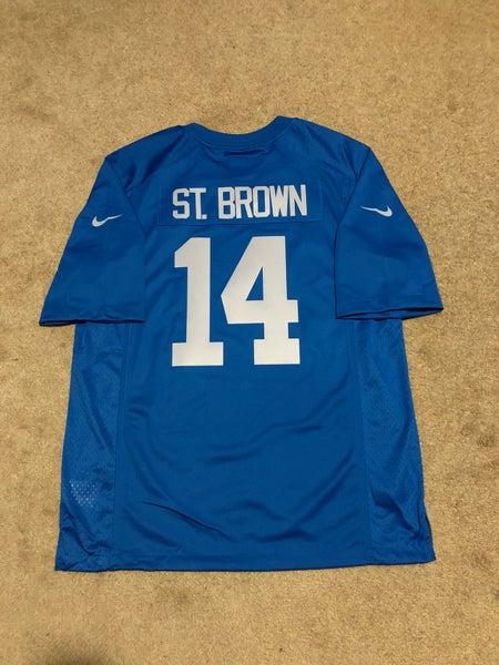 Men's Nike Amon-Ra St. Brown Blue Detroit Lions Game Player Jersey