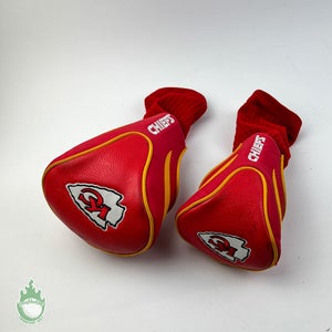 Used NFL Golf Headcover Set Kansas City Chiefs Driver & Wood Red Head Cover