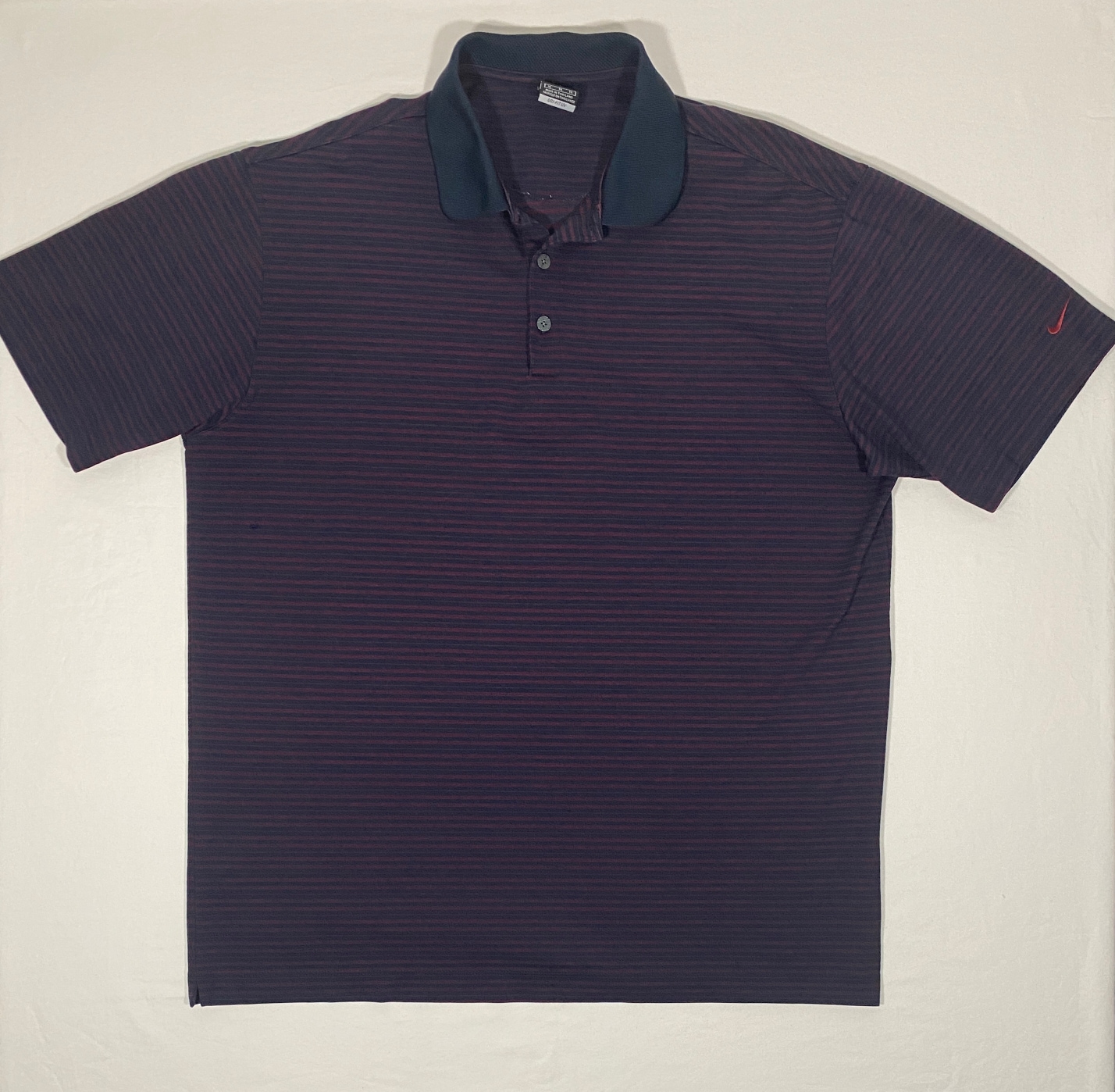 NIKE Golf Dri-FIT UV Size XL Navy/Burgundy Short Sleeve Performance Polo Shirt